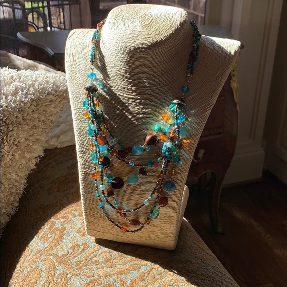 Beautiful Turquoise and Brown Layered Necklace